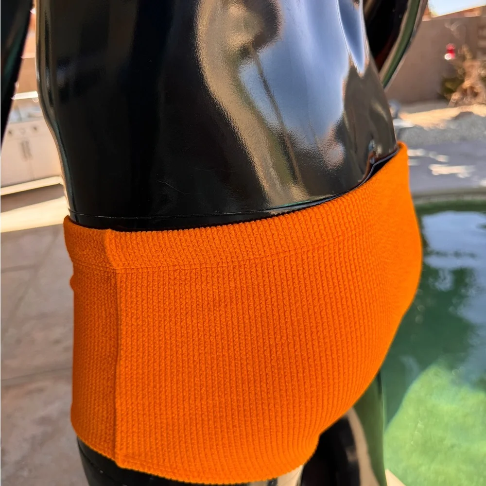 Vibrant Orange Square Cut Swim Trunks - Picture 4 of 8